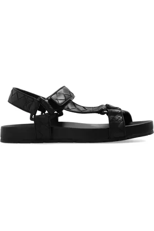 Bottega Veneta Sko, Herre, Sort, 43 EU, Læder, Sort Intrecciato Sandaler med Logo