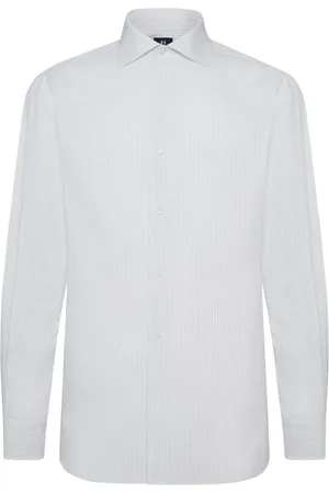 Boggi Milano Skjorte, Herre, Blå, 2XL, Bomuld, Stribet Windsor Collar Skjorte Regular Fit