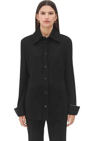 Bottega Veneta Bluser & Skjorter, Dame, Sort, 2XS, Fluid Viscose Skjorte