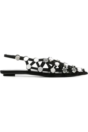 The Attico Sko, Dame, Sort, 36 EU, Sort rhinestone-udsmykkede flade sko