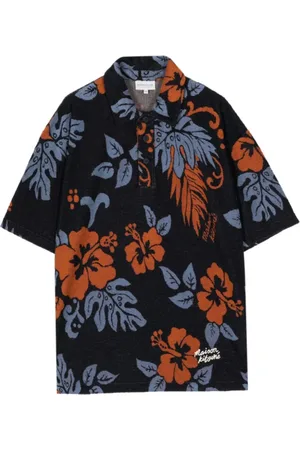 Maison Kitsuné Skjorte, Herre, Flerfarvet, S, Bomuld, Tropical Flowers Jacquard Polo Shirt