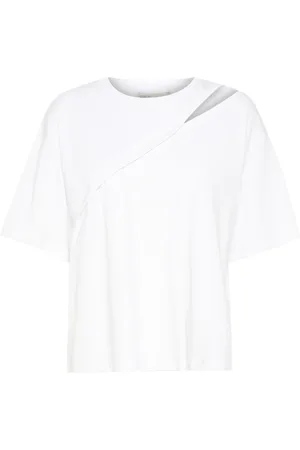 Karen by Simonsen Top, Dame, Hvid, 2XL, Bomuld, Hvid Hole Tee Top Kortærmet