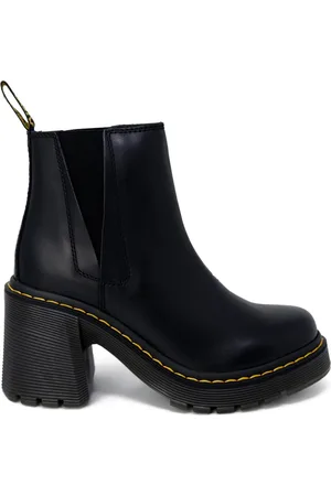Dr. Martens Sko, Dame, Sort, 41 EU, Læder, Chelsea Støvler med Blok Hæl og Rund Tå