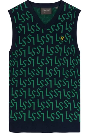 Lyle & Scott Strik, Herre, Blå, 2XL, Bomuld, Monogram Tank Top Strik