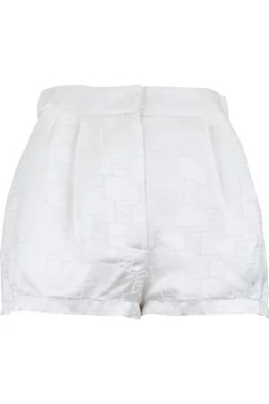 Elisabetta Franchi Shorts, Dame, Hvid, M, Polyester, Zipper Shorts med Logo Detalje