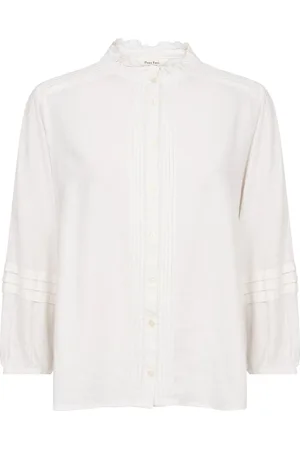 Part Two Bluser & Skjorter, Dame, Hvid, 3XL, Hvid Bluse med ¾ Ærmer