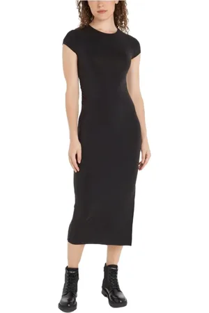 Calvin Klein Kjole, Dame, Sort, M, Polyester, Modal Detail Kjole