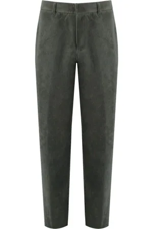 Emporio Armani Bukser, Herre, Grøn, S, Bomuld, Grønne Ribbede Velour Bukser