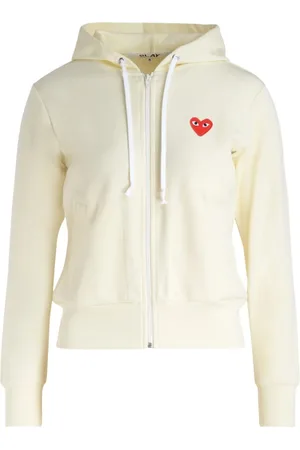 Comme des Garçons Sweathshirts & Hoodies, Dame, , S, Polyester, Hoodie med rød hjerte-lynlåslukning