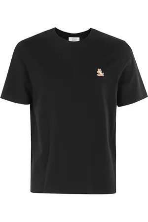 Maison Kitsuné Top, Herre, Sort, L, Bomuld, Fox Patch T-shirt