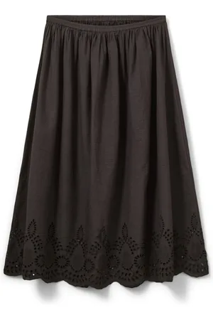 Sofie Schnoor Nederdel, Dame, Sort, L, Feminin A-linje nederdel med broderede detaljer
