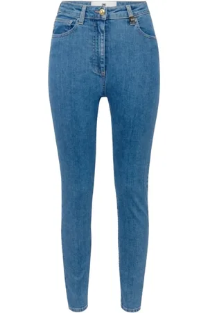 Elisabetta Franchi Jeans, Dame, Blå, W31, Bomuld, Skinny jeans med logo detalje