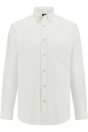 Boggi Milano Skjorte, Herre, Hvid, 2XL, Bomuld, Regular Fit Oxford Bomuldsskjorte