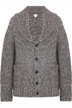 Bottega Veneta Strik, Herre, Grå, S, Uld, V-Hals Strikket Cardigan