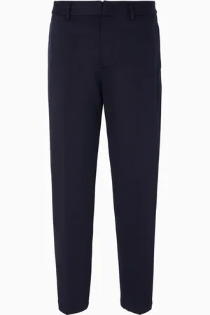 Emporio Armani Bukser, Herre, Blå, XL, Uld, Blå Chino Bukser til Rejser og Hverdagsbrug