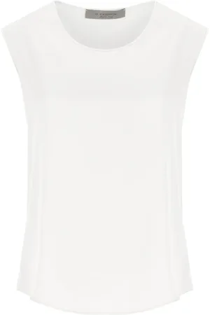 D.EXTERIOR Top, Dame, Hvid, L, Satin, Hvid Satin Ærmeløs Crew Neck Top
