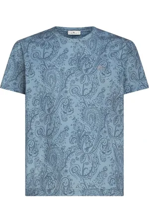 Etro Top, Herre, Blå, XL, Bomuld, Paisley Jersey Bomulds T-shirt