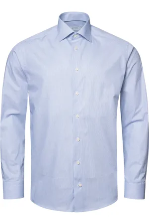 Eton Skjorte, Herre, Blå, 4XL, Bomuld, Blåstribet Twill Skjorte