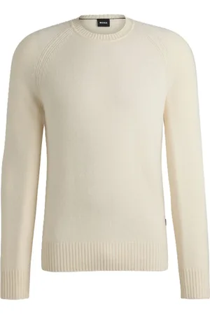 HUGO BOSS Strik, Herre, Hvid, L, Cashmere, Ren Cashmere Hvid Sweater