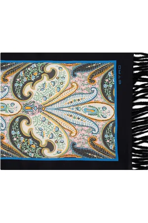 Etro Tilbehør, Dame, Sort, ONE SIZE, Silke Paisley Blomster Tørklæde