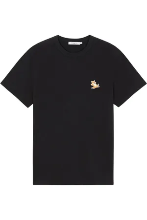 Maison Kitsuné Top, Herre, Sort, L, Bomuld, Chillax Fox Patch Klassisk T-shirt