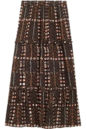 Isabel Marant Nederdel, Dame, Flerfarvet, XS, Bomuld, Plisseret Ruffle Nederdel Elastisk Talje