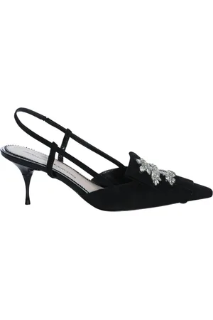 ERMANNO SCERVINO Sko, Dame, Sort, 36 EU, Sandalo Slingback i ruskind med rhinsten