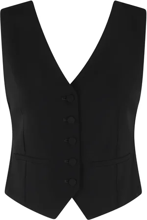 ERIKA CAVALLINI Jakke, Dame, Sort, XS, Uld, Sort Veronica Gilet med knaplukning