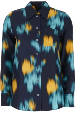 Lanvin Bluser & Skjorter, Dame, Flerfarvet, S, Abstract-Print Skjorte med Buet Kant