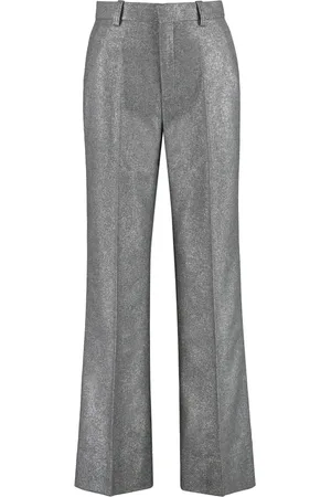 Rodebjer Bukser, Dame, Grå, XS, Uld, Flared-leg skræddersyede bukser med Lurex-tråde