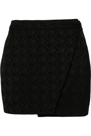 Marine Serre Nederdel, Dame, Sort, M, Uld, "Moon Diamant" Mini Nederdel
