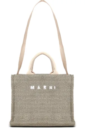 Marni Taske, Dame, Grøn, ONE SIZE, Bomuld, East/West Small Woven Raffia Tote Bag