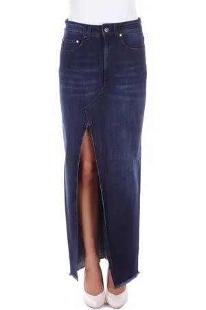 Dondup Nederdel, Dame, Blå, W26, Denim, Studded Denim Skirt