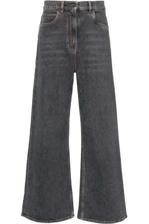 Etro Jeans, Dame, Grå, W29, Denim, MW Denim S9095 Grigio Wide Jeans