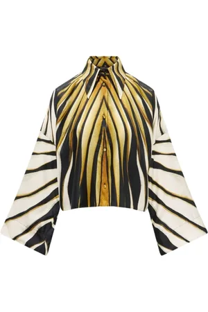 Roberto Cavalli Bluser & Skjorter, Dame, Flerfarvet, S, Uld, Guldtryk Silkeskjorte til Kvinder