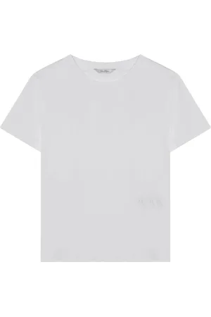 Max Mara Top, Dame, Hvid, M, Bomuld, Kortærmet T-shirt med Rund Hals