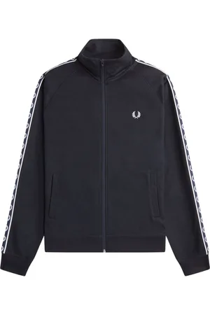Fred Perry Sweathshirts & Hoodies, Herre, Blå, XL, Bomuld, Kontrast Bånd Tracktop