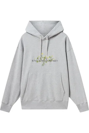 Stella McCartney Sweathshirts & Hoodies, Dame, Grå, M, Bomuld, Floral Broderi Hættetrøje