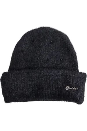 Guess Tilbehør, Dame, Sort, ONE SIZE, Pyntet Strik Hue Kasket