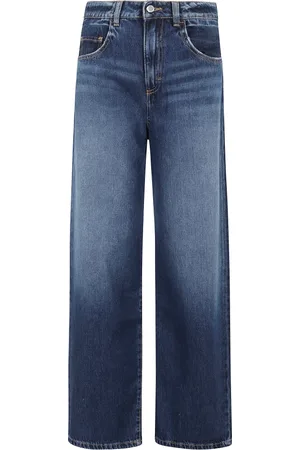 Icon Denim Jeans, Dame, Blå, W24, Bomuld, Mørkeblå Brede Ben Jeans