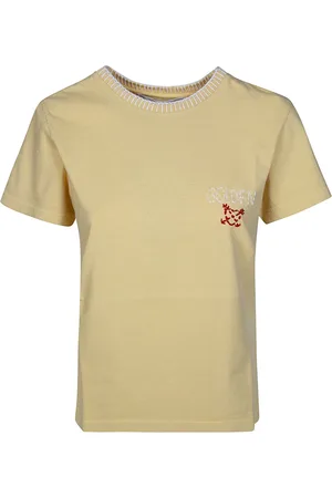 Golden Goose Top, Dame, Gul, S, Bomuld, Slim Rød Broderet T-shirt