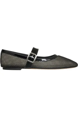 Gender Sko, Dame, Sort, 39 EU, Læder, Sort Mesh Ballerina Flats