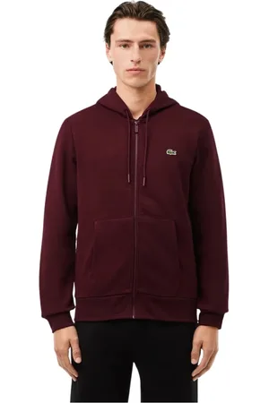 Lacoste Sweathshirts & Hoodies, Herre, Rød, XL, Bomuld, Hættetrøje med lynlås