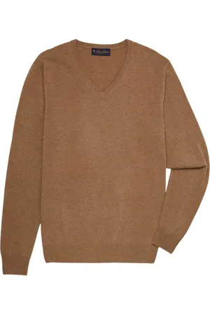 Brooks Brothers Strik, Herre, Brun, M, Cashmere, Cashmere V-hals sweater