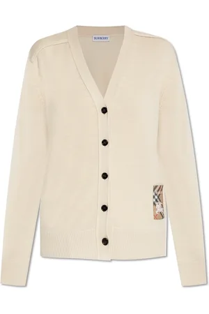 Burberry Strik, Dame, , S, Uld, Uld cardigan med logo patch