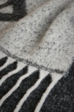 LIVIANA CONTI Tilbehør, Dame, Grå, ONE SIZE, Uld, Jacquard Double Uldtørklæde
