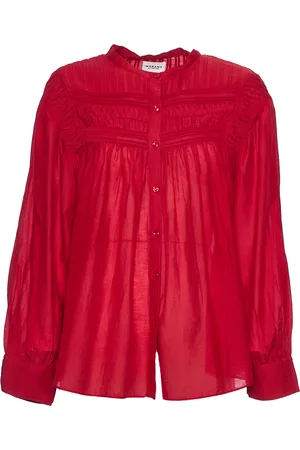 Isabel Marant Bluser & Skjorter, Dame, Rød, 2XS, Bomuld, Rød Rynke Skjorte