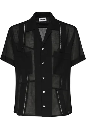 MAGLIANO Skjorte, Herre, Sort, M, Bomuld, Sort Patchwork Cubansk Krave Skjorte