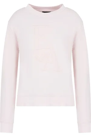 Emporio Armani Sweathshirts & Hoodies, Dame, Lilla, M, Bomuld, Bomulds Logo Broderet Sweater