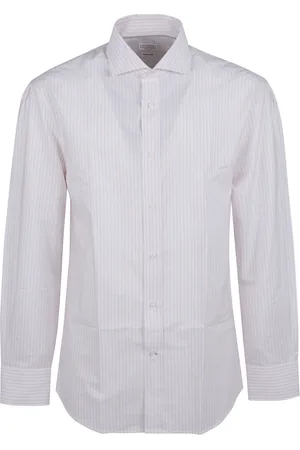 Brunello Cucinelli Skjorte, Herre, Hvid, L, Bomuld, Hvid Bomuldsskjorte Elegant Stil